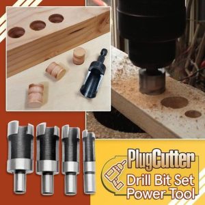 Cuts Plugs with Cordless Drills ~5/32” Countersink and Plug WoodOwl 58S-14 Plug Cutter/Countersink Set 4 mm ~13/32” Pilot Hole and 10.5 mm